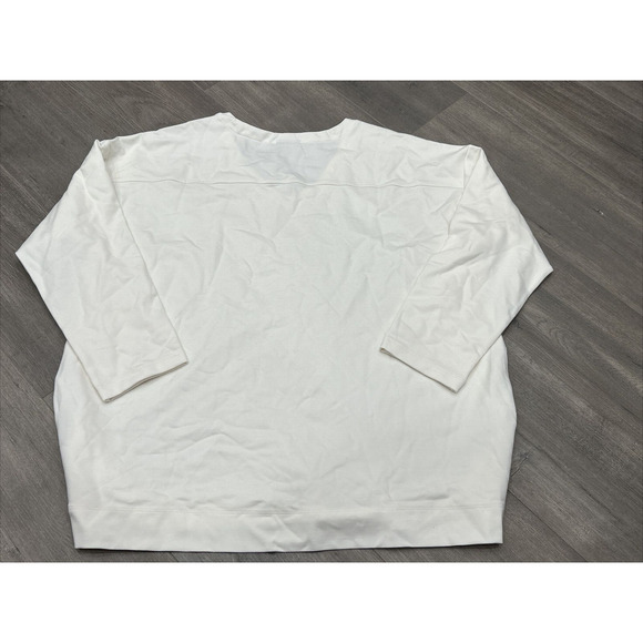 J Jill Wearever Collection 2X Cream Crew Neck 3/4 Sleeve V Neck Tunic Top NWT - Picture 1 of 9